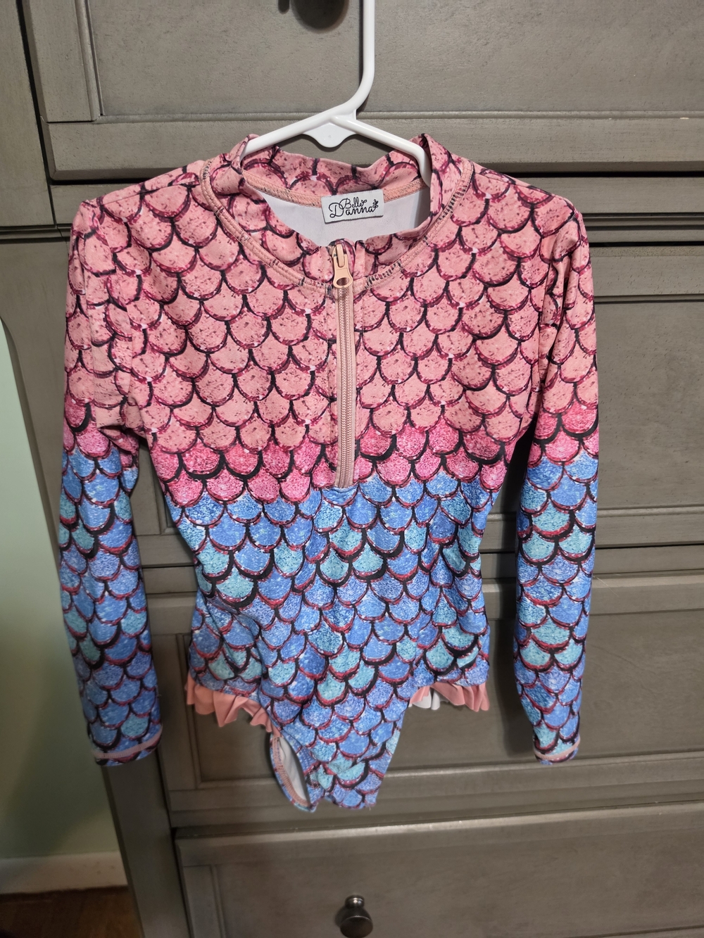 Bella D. Pink and Blue Mermaid Scale One-Piece Swimsuit